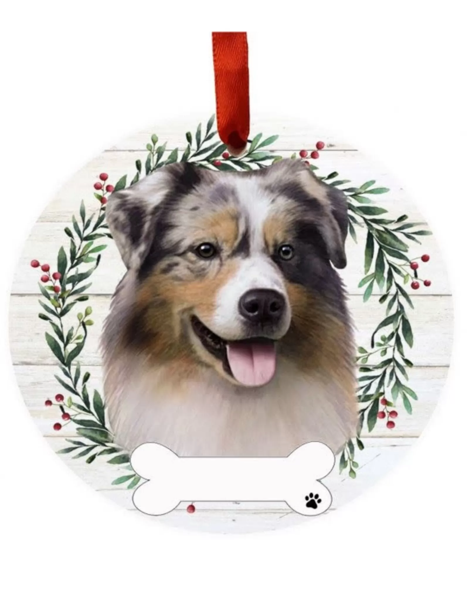 E&S Pets Personalizable>Australian Shepherd Wreath Ornament