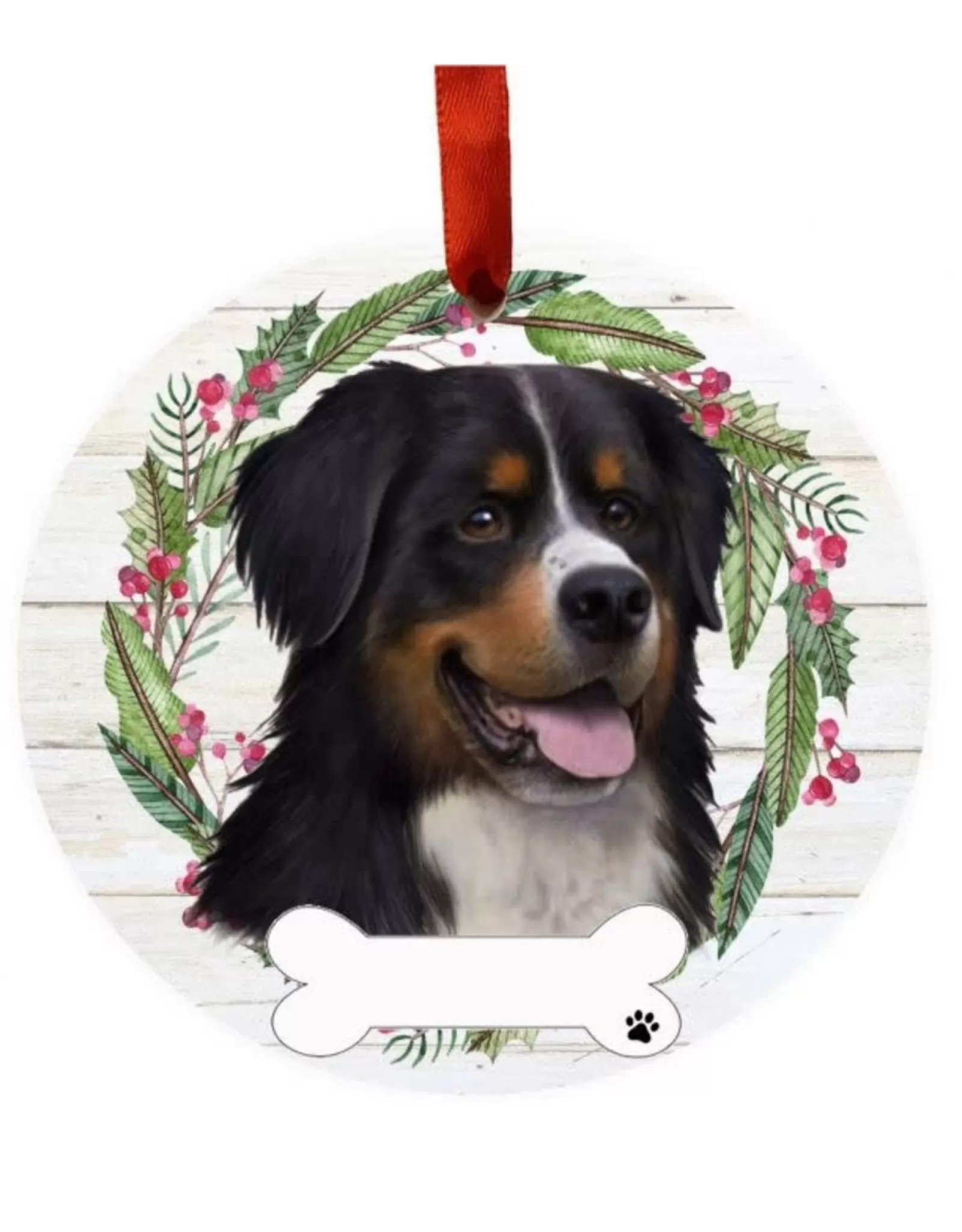 E&S Pets Personalizable>Bernese Mt. Dog Wreath Ornament