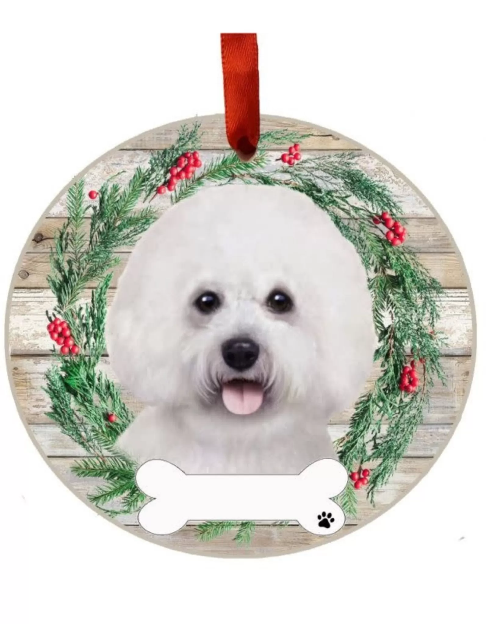 E&S Pets Personalizable>Bichon Frise Wreath Ornament