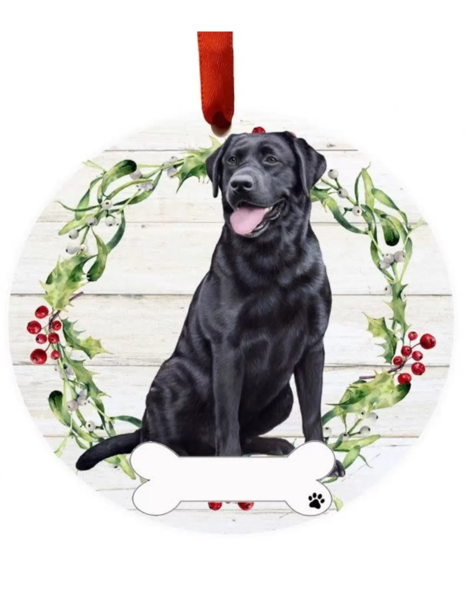 E&S Pets Personalizable>Black Labrador Full Body Wreath Ornament