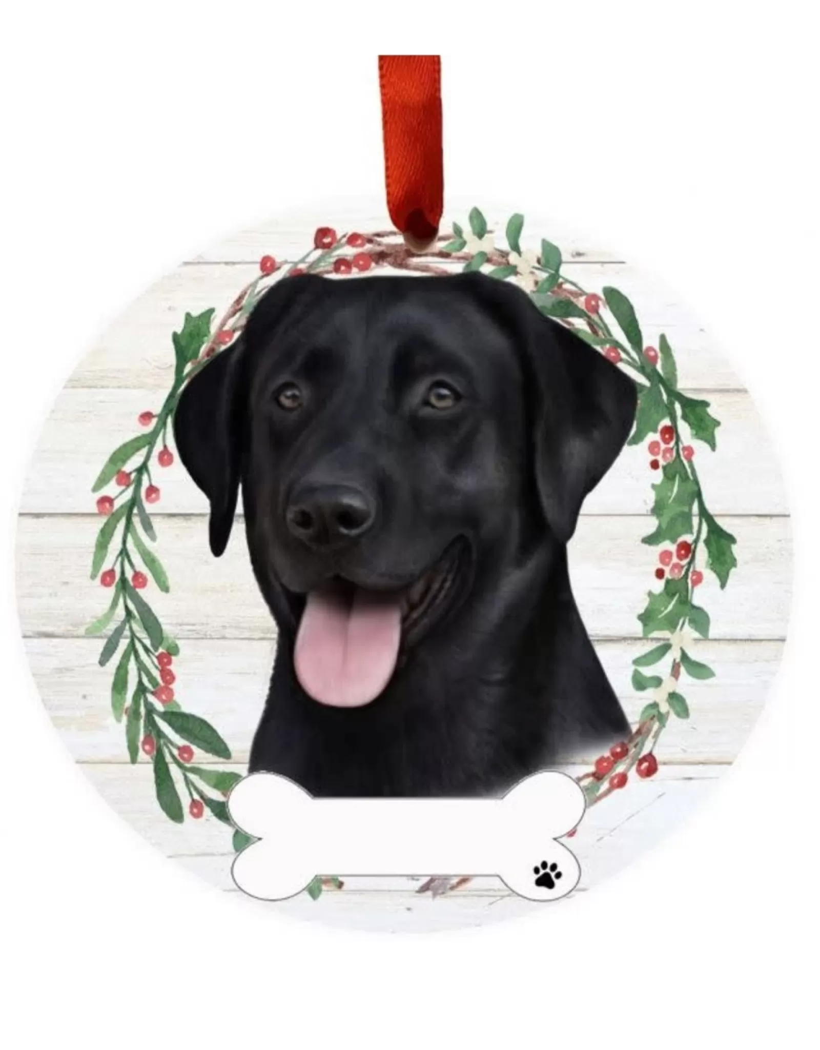 E&S Pets Personalizable>Black Labrador Wreath Ornament