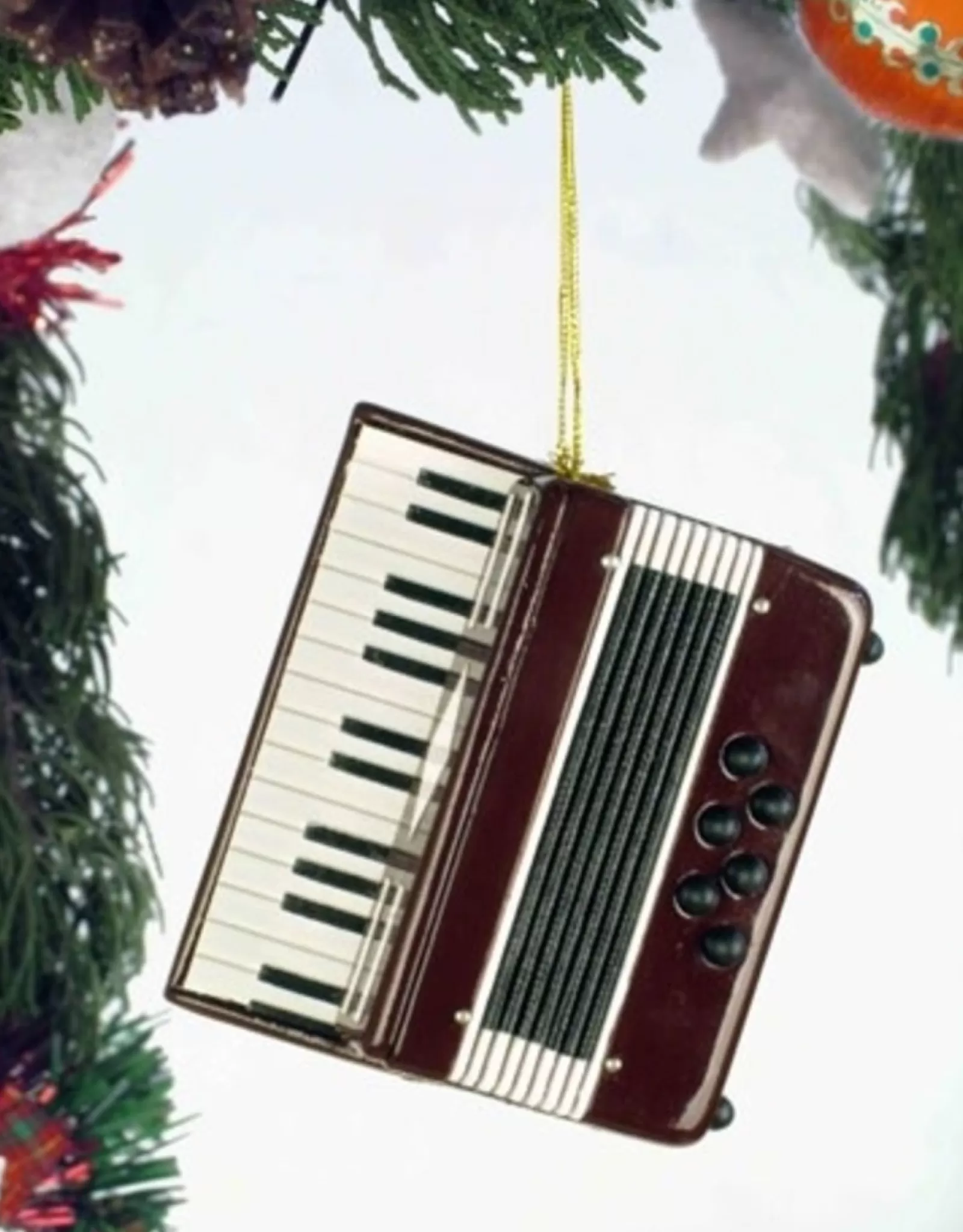 Broadway Gift Co Musical Instruments>Burgundy Accordion Ornament