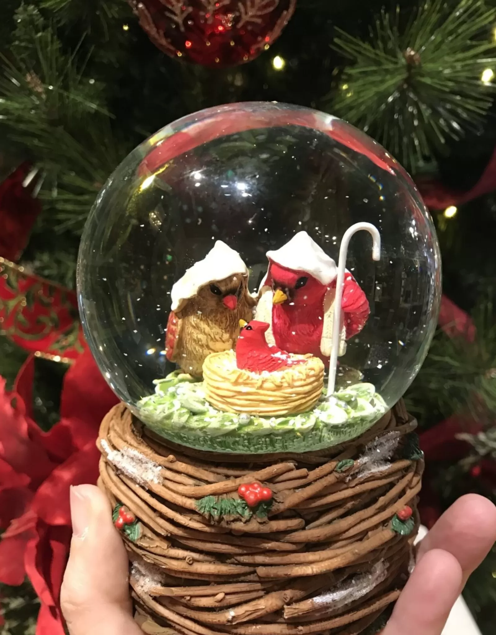 Roman Snow Globes>Cardinal Holy Family Snow Globe - Musical