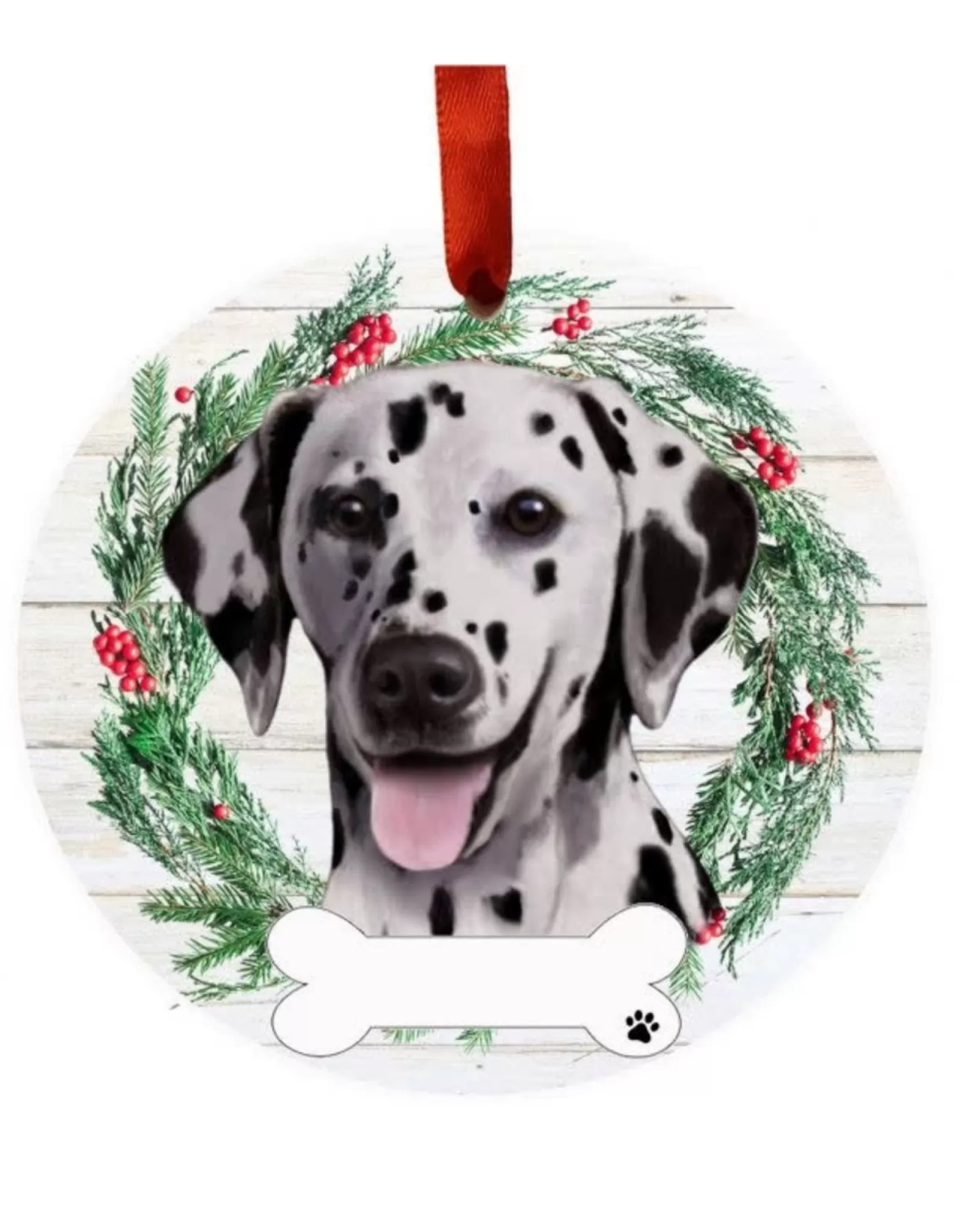 E&S Pets Personalizable>Dalmatian Wreath Ornament