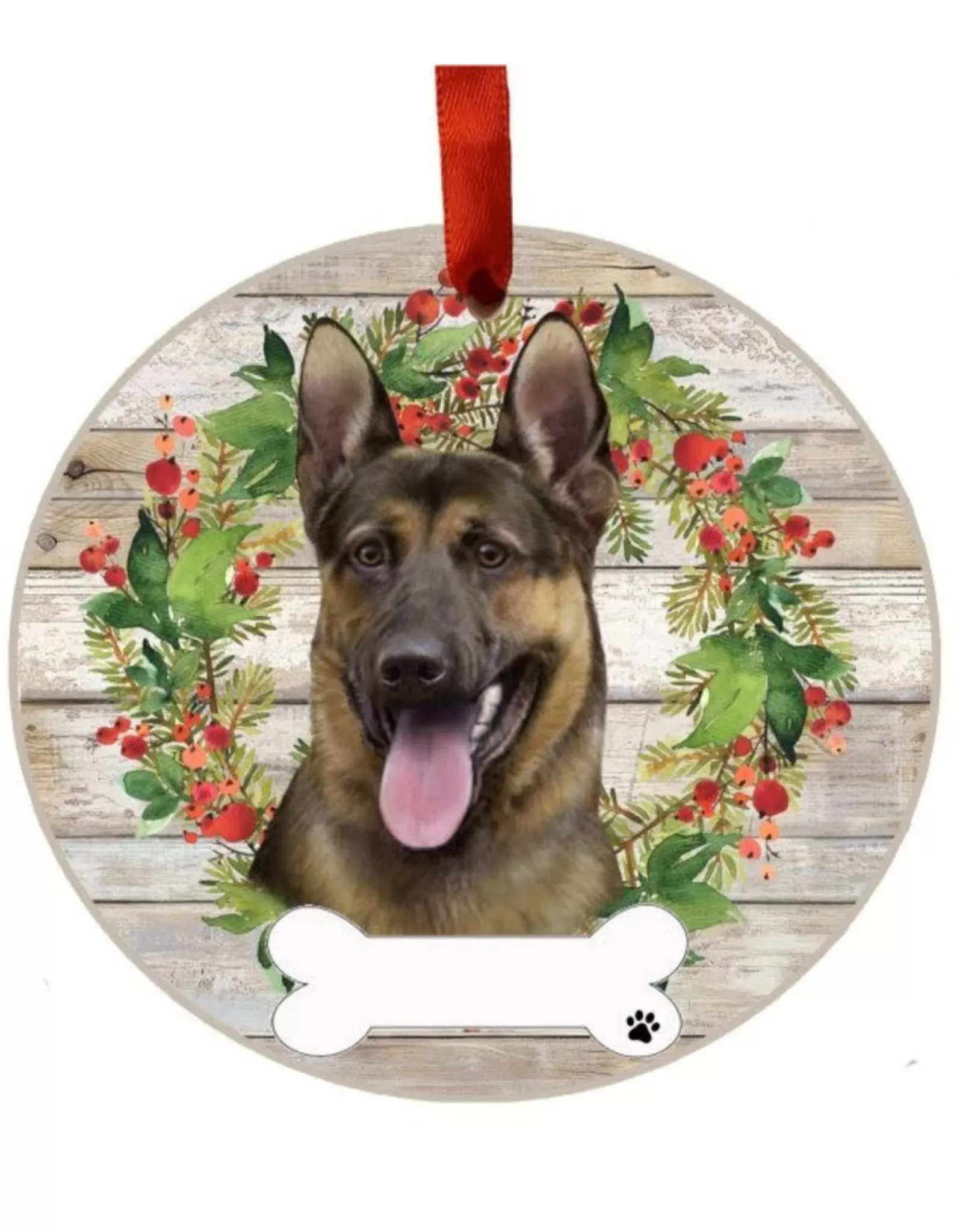 E&S Pets Personalizable>German Shepherd Wreath Ornament