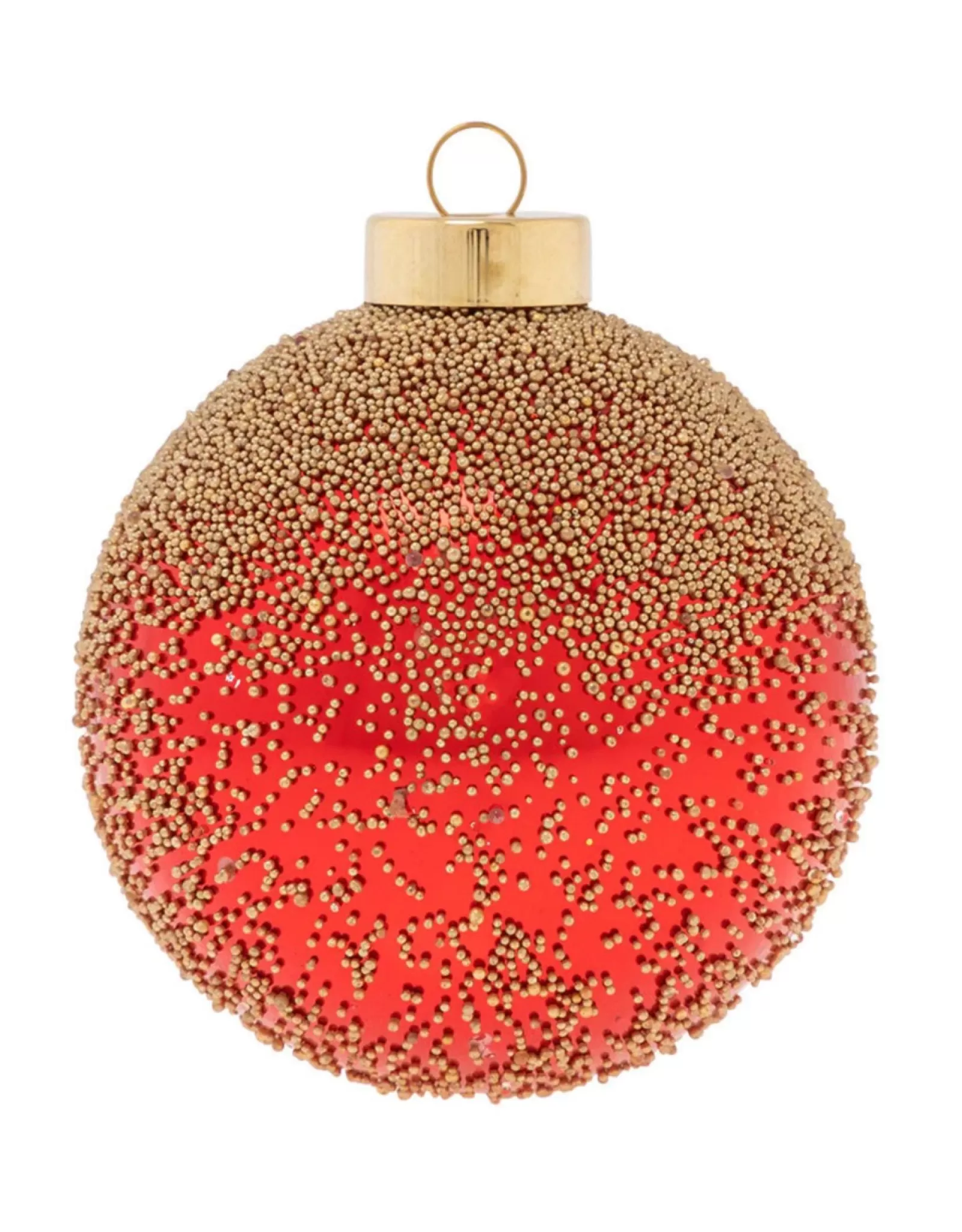 K+A Kat + Annie>Gold Beaded Red Ball Ornament