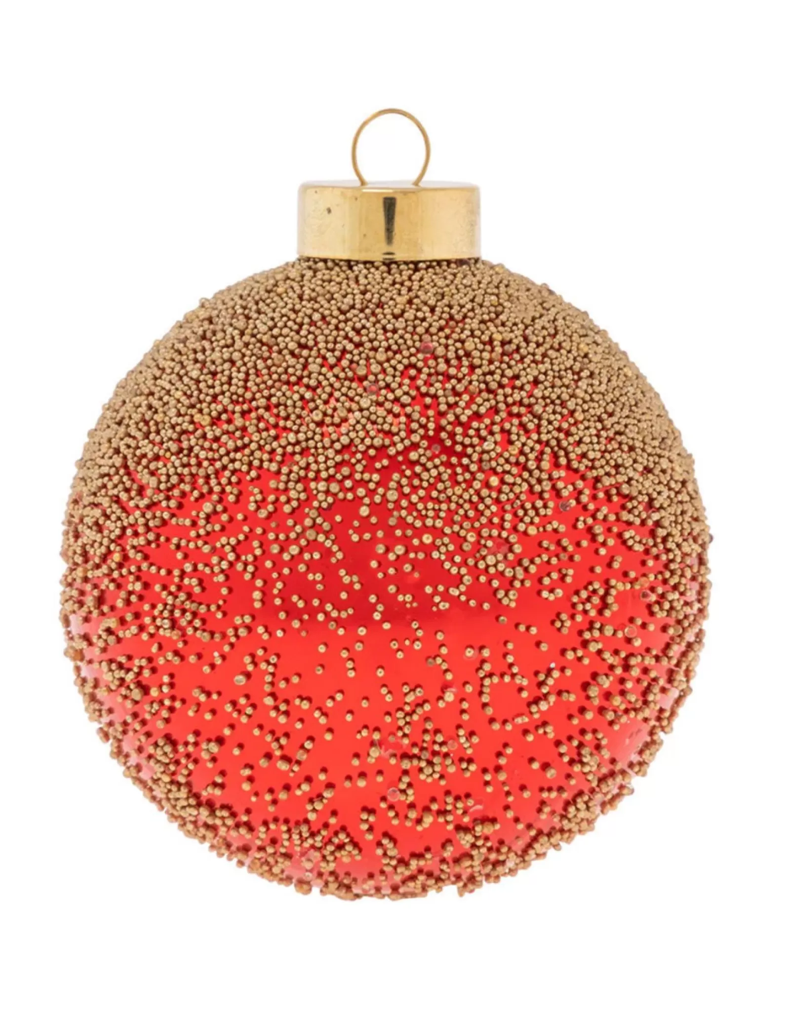 K+A Kat + Annie>Gold Beaded Red Ball Ornament