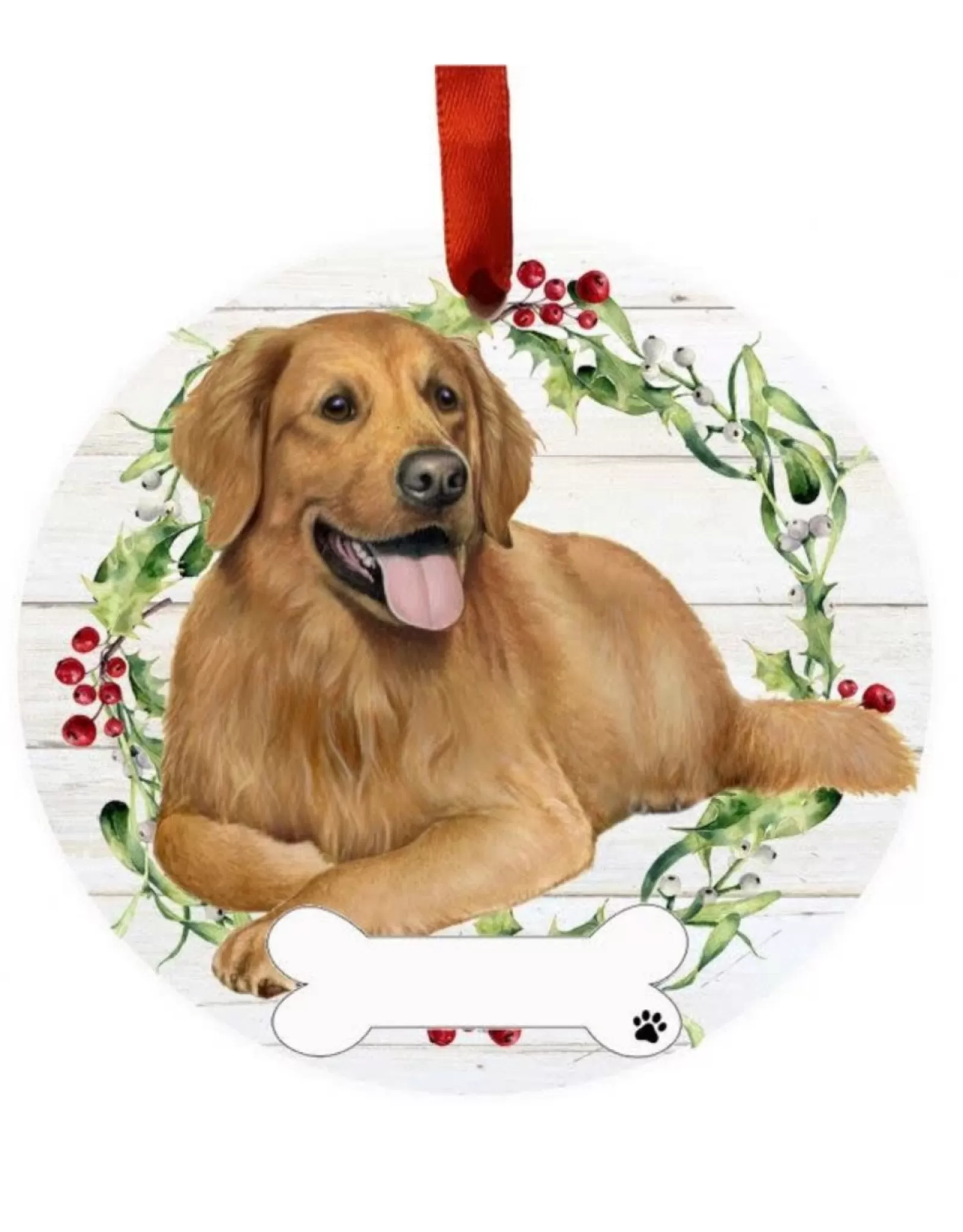 E&S Pets Personalizable>Golden Retriever Full Body Wreath Ornament