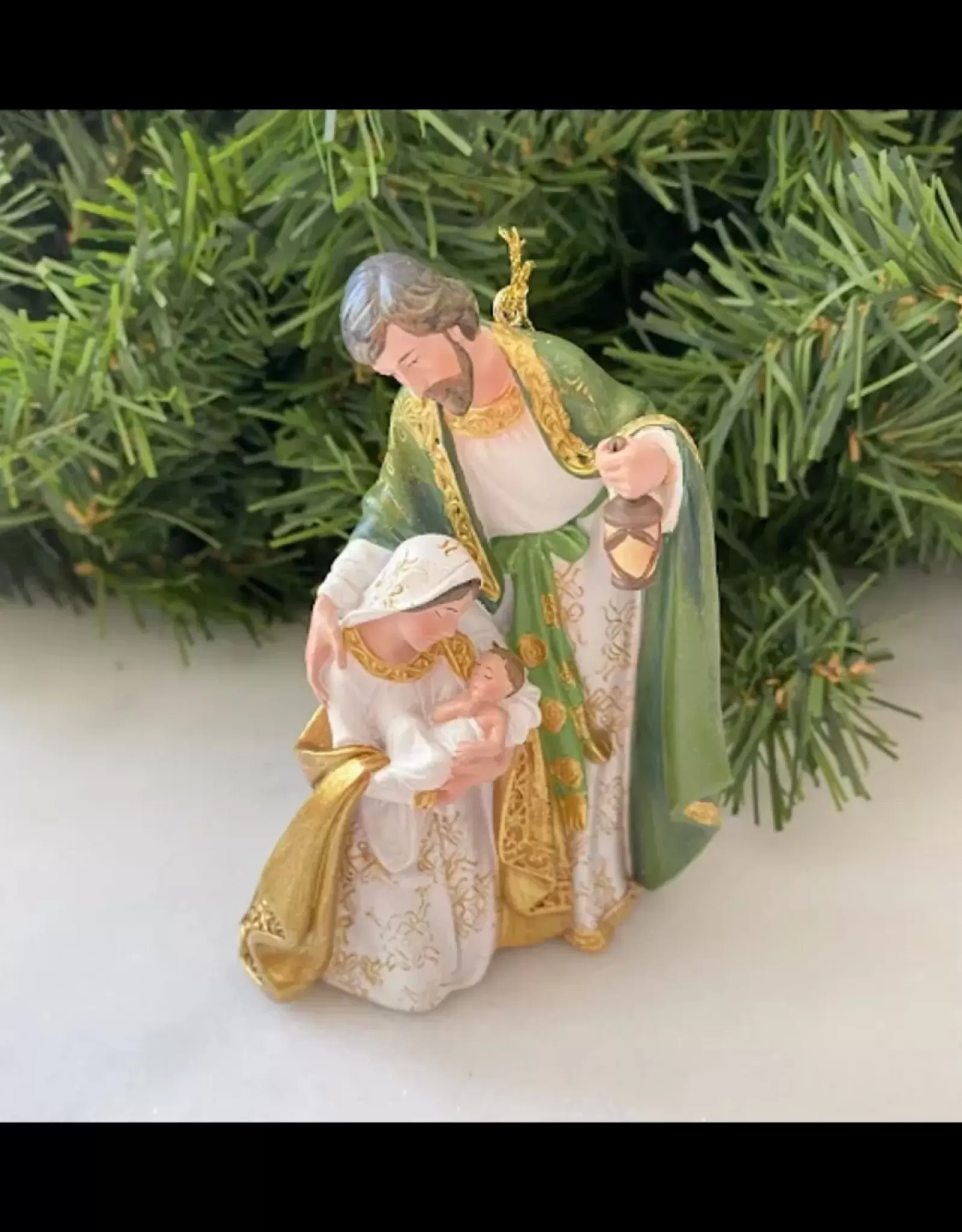 Roman St. Patrick's Day>Green & Gold Holy Family Ornament