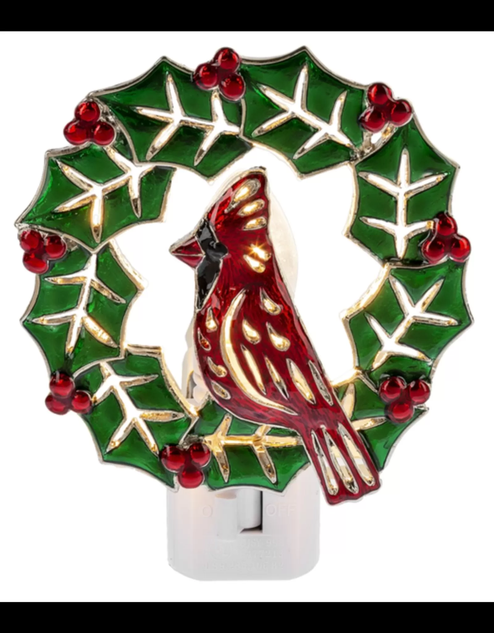 Ganz Night Lights>Holiday Wreath With Cardinal Night Light