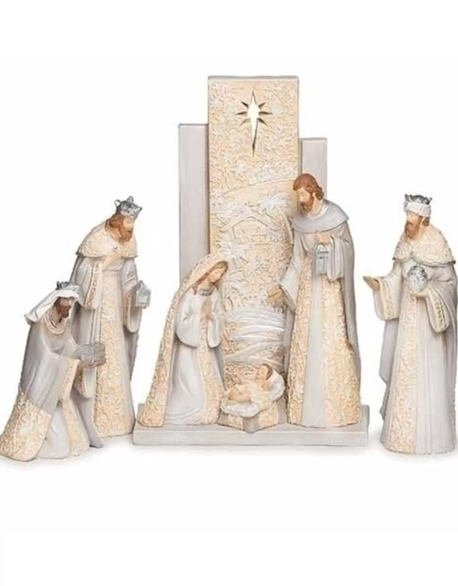 Roman Nativities>Ivory Nativity With Backdrop