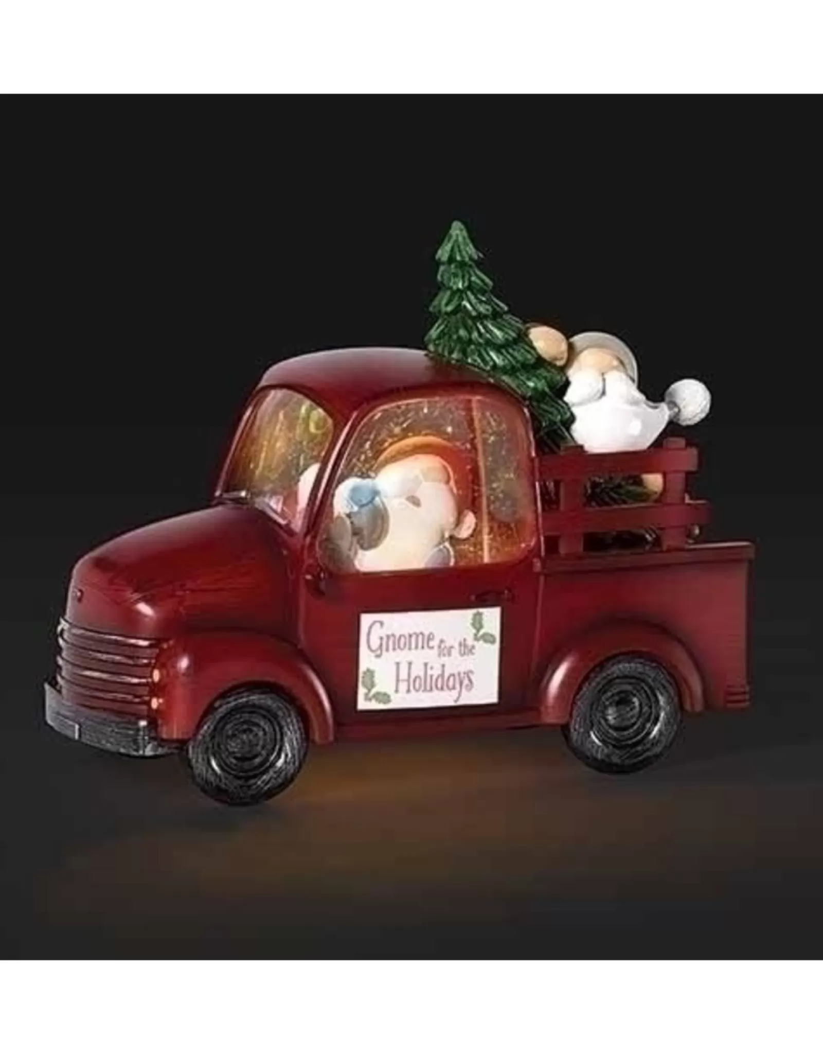 Roman Snow Globes>Led Shimmer Truck With Gnomes & Tree