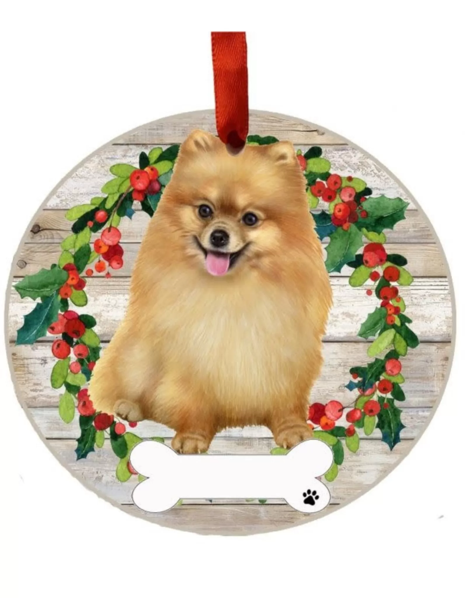 E&S Pets Personalizable>Pomeranian Full Body Wreath Ornament