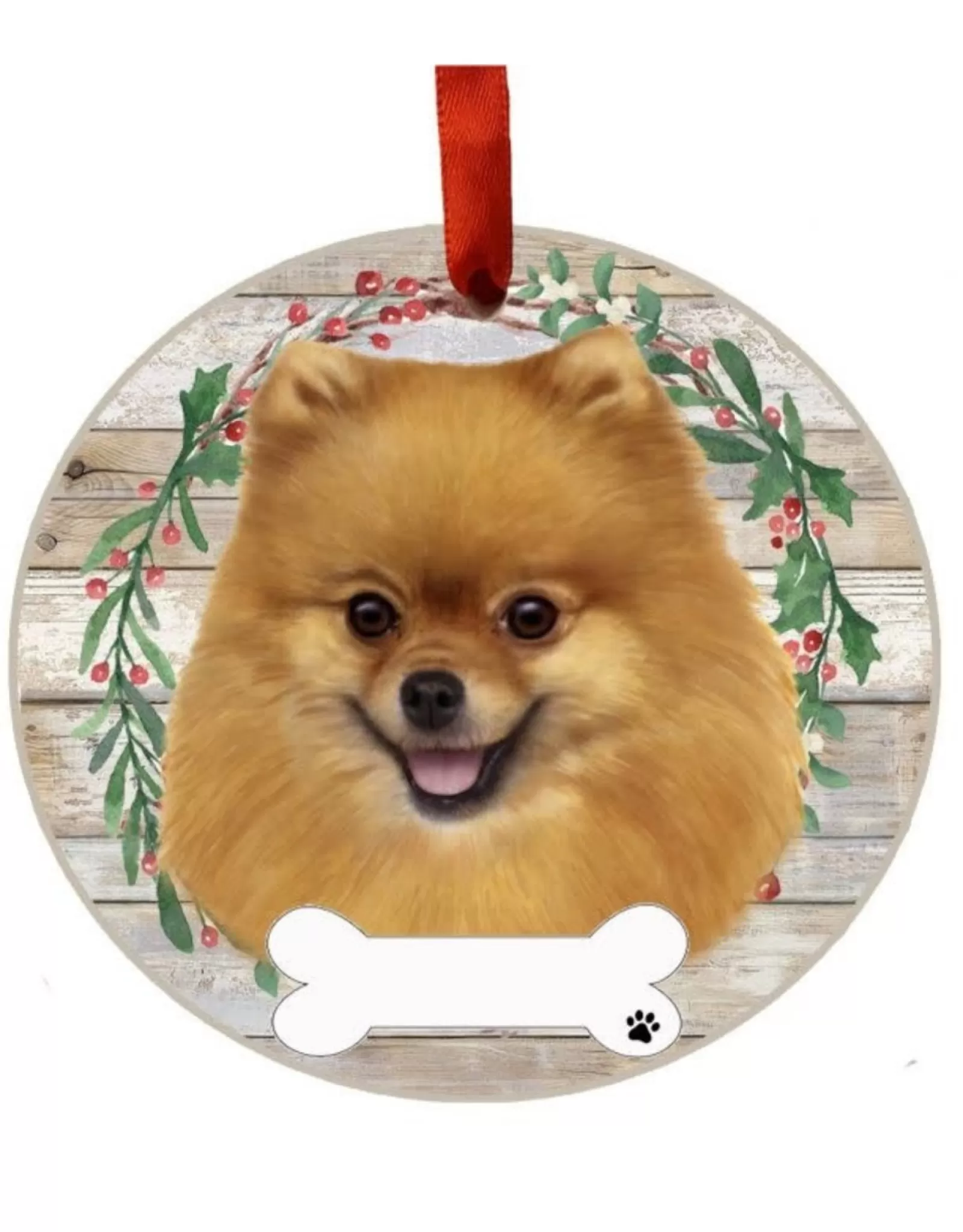 E&S Pets Personalizable>Pomeranian Wreath Ornament