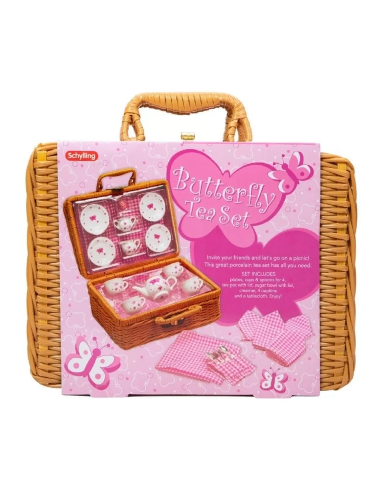 SCH Toys>Porcelain Butterfly Tea Set In Basket