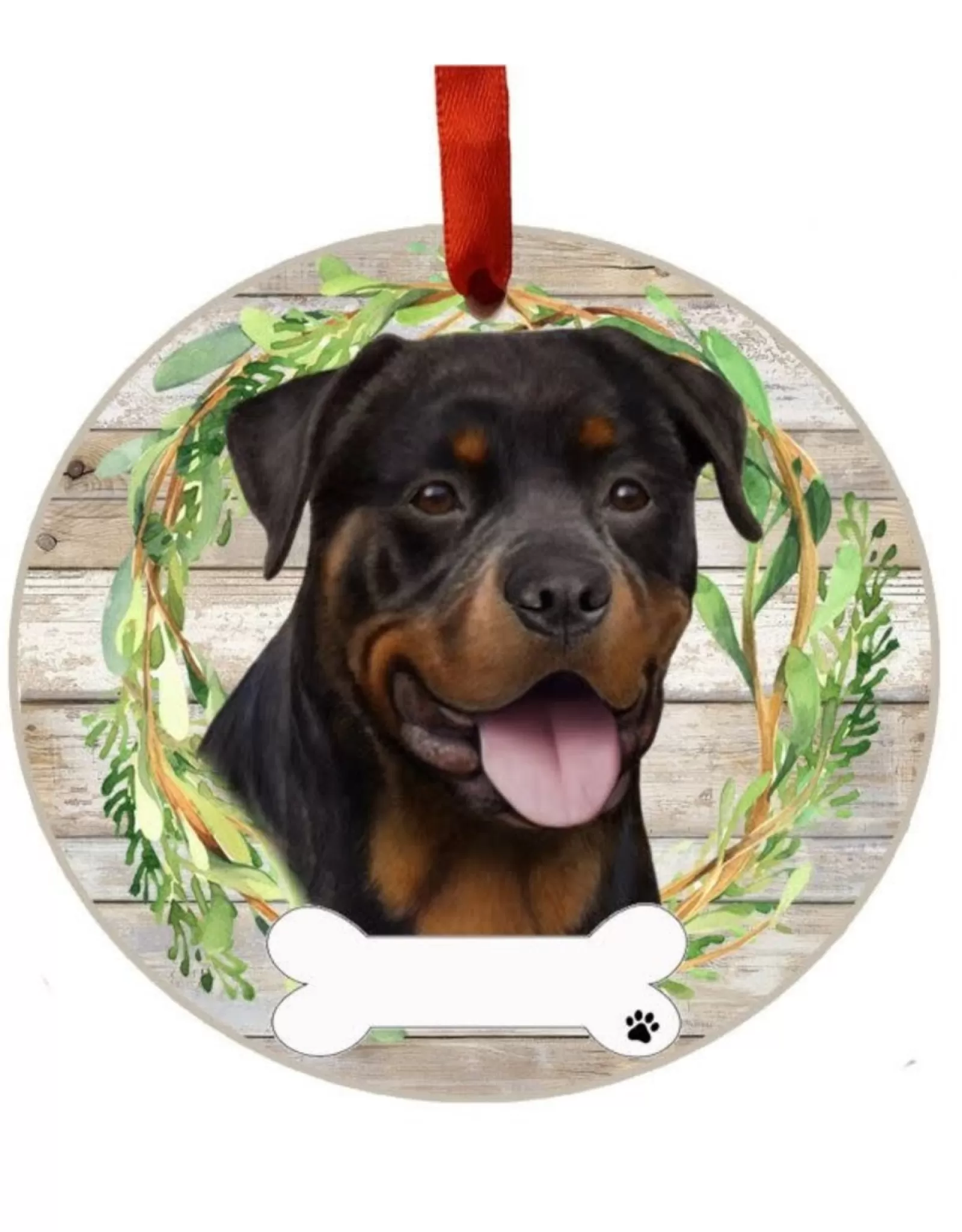 E&S Pets Personalizable>Rottweiler Wreath Ornament