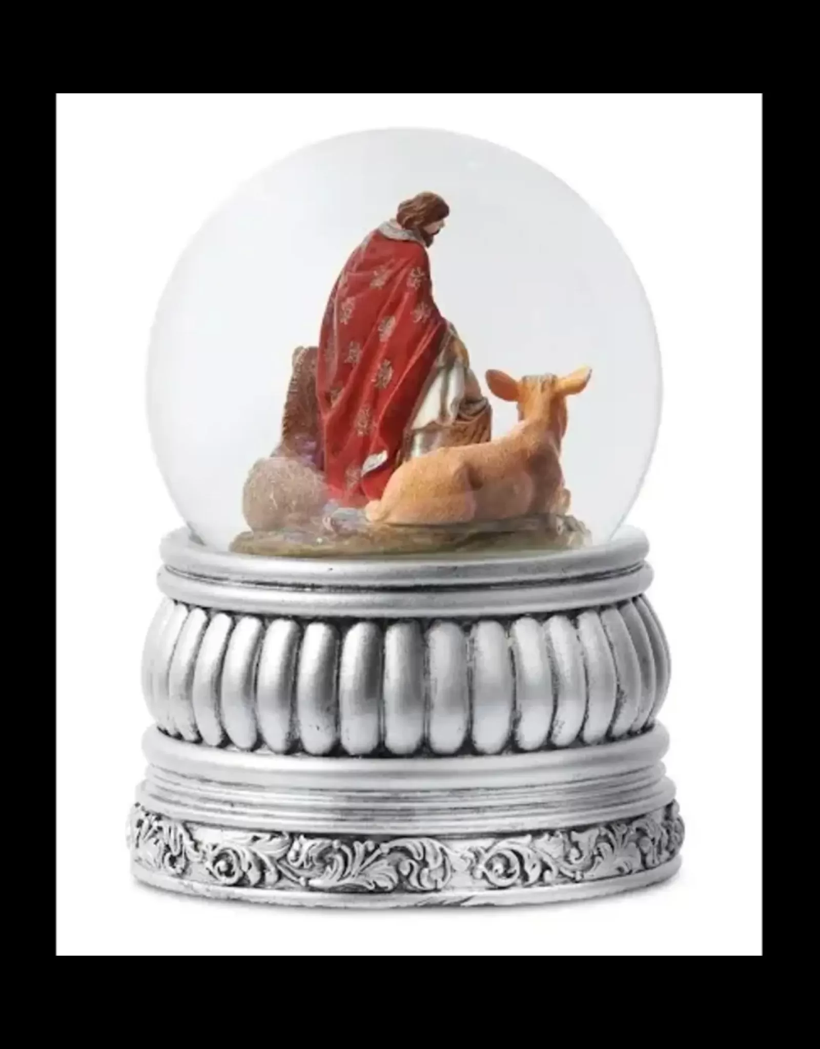 Roman Snow Globes>Silver Holy Family Snow Globe - Musical