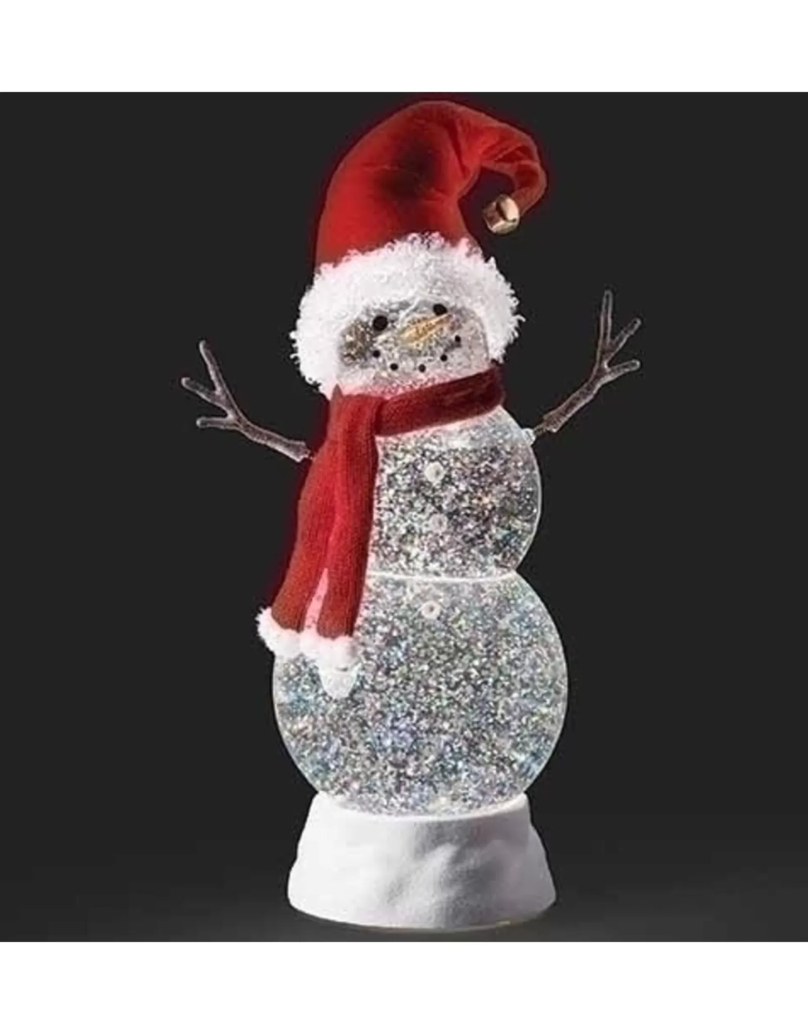 Roman Snow Globes>Snowman W/ Santa Hat Shimmer