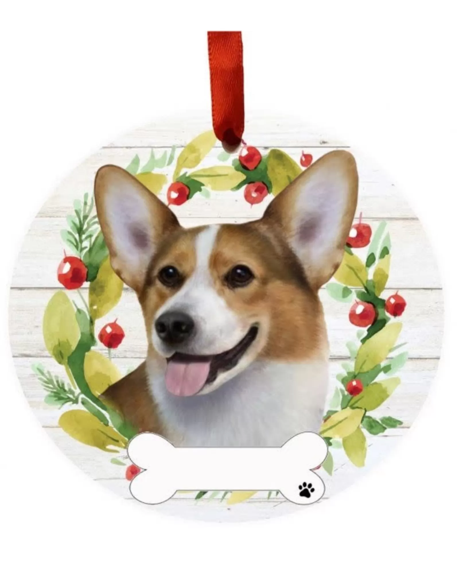 E&S Pets Personalizable>Welsh Corgi Wreath Ornament