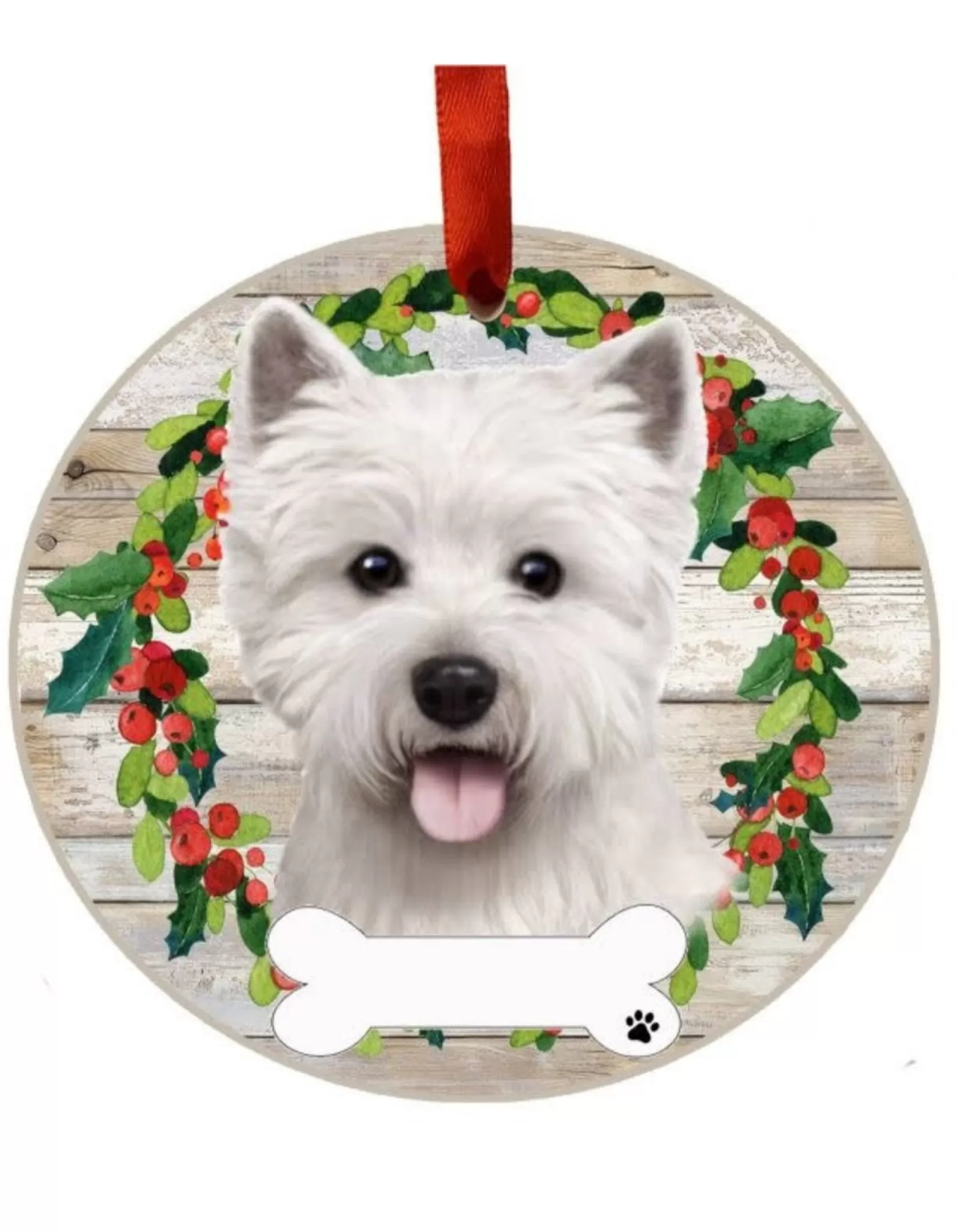 E&S Pets Personalizable>Westie Wreath Ornament